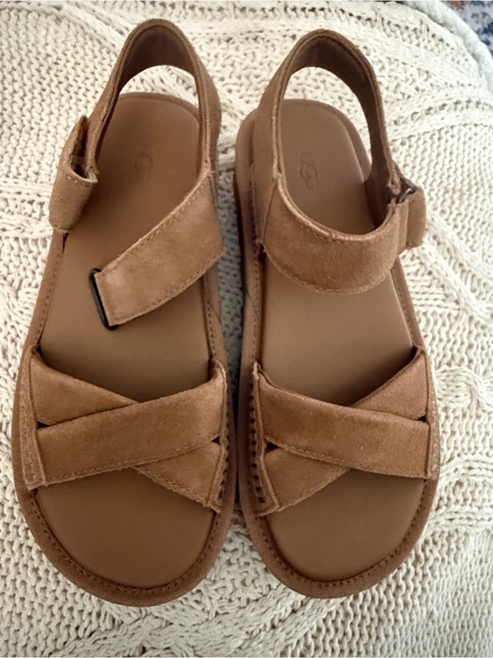 UGG Shoes - UGG Sunglaze Platform Tan Suede Strappy Sandals